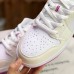 Crossover AIR JORDAN 1 MID GS AJ1 Running Shoes-White/Pink-6308371