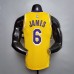 James #6 Lakers Round neck yellow NBA jersey-9533968