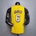 James #6 Lakers V-neck City Edition yellow NBA jersey-6600136