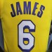 James #6 Lakers V-neck City Edition yellow NBA jersey-6600136