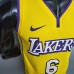 James #6 Lakers V-neck City Edition yellow NBA jersey-6600136