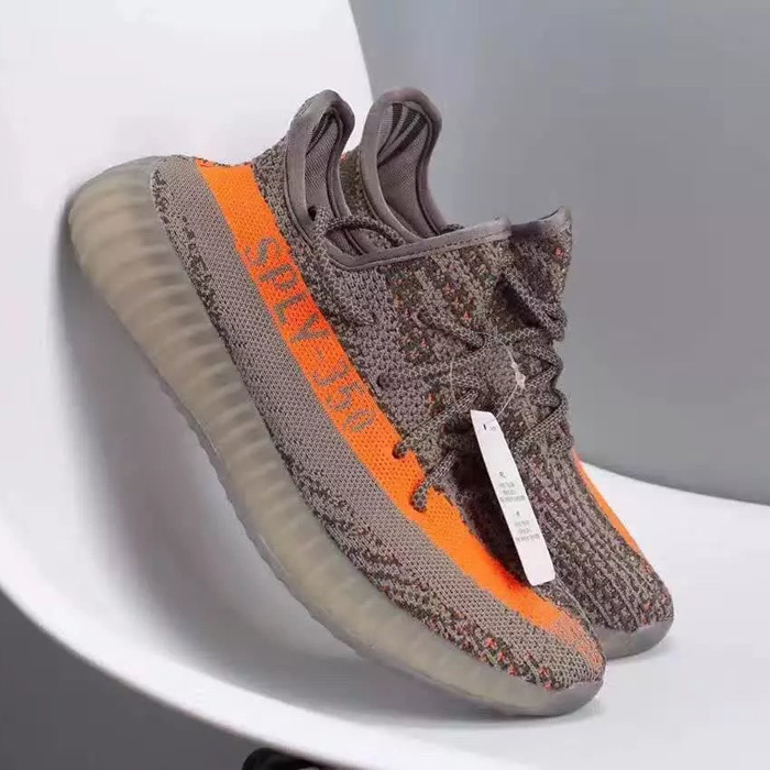 X Kanye West Yeezy SPLY 350 V2 Boost Running Shoes-Gray/Orange