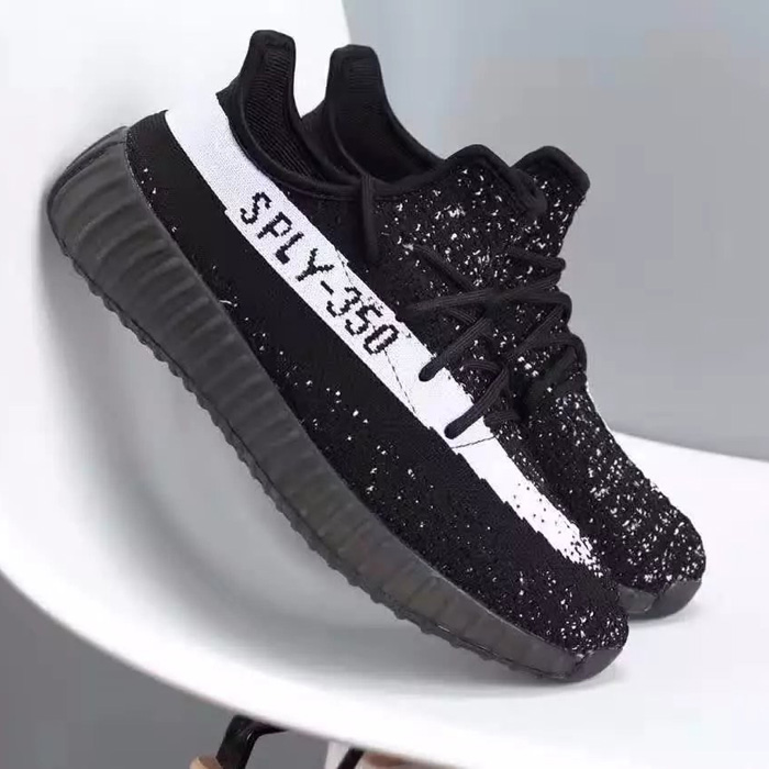 X Kanye West Yeezy SPLY 350 V2 Boost Running Shoes-Black/White