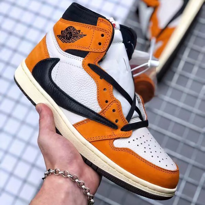 Air Jordan 1 Retro High OG Basketball Shoes-White/Orange_30115