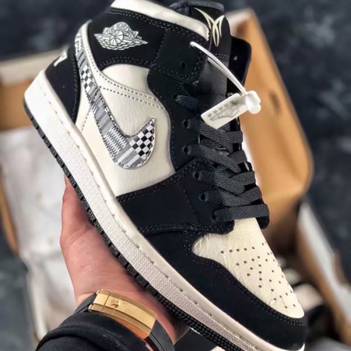 Air Jordan 1 Mid Equality Running Shoes-Black/White_89033