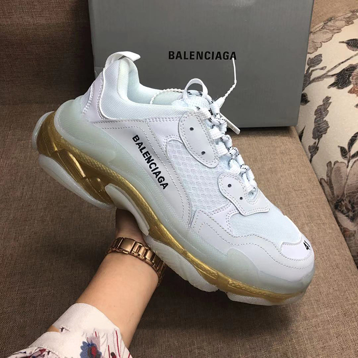 Balenciaga Triple-S Sneaker 17FW ins Running Shoes-White/Gold_65350