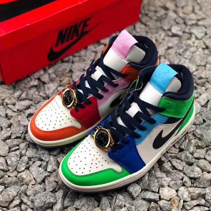 Melody Ehsani x Air‎ Jordan 1 Mid‎ WMNS‎“Fearless”AJ1‎ Running Shoes-Orange/Blue_94109