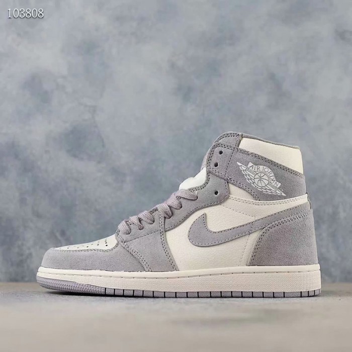 Air Jordan 1 Retro High Premium AJ1 Running Shoes-Gray/White_85824