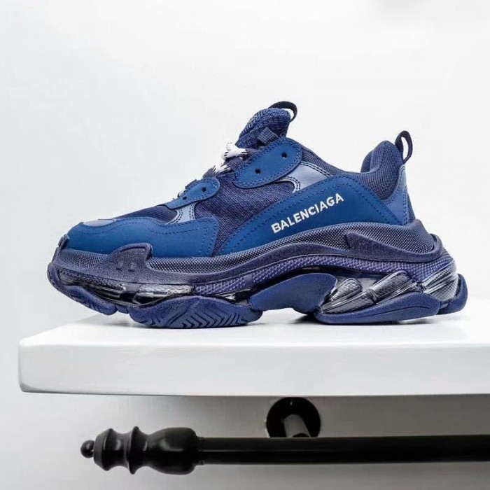 Balenciaga Triple-S Sneaker 17FW Clunky Sneaker ulzzang ins Running Shoes-Navy Blue_31437
