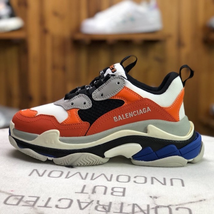 Balenciaga Triple-S Sneaker 17FW Clunky Sneaker triple Running Shoes-Gray/Orange_95616