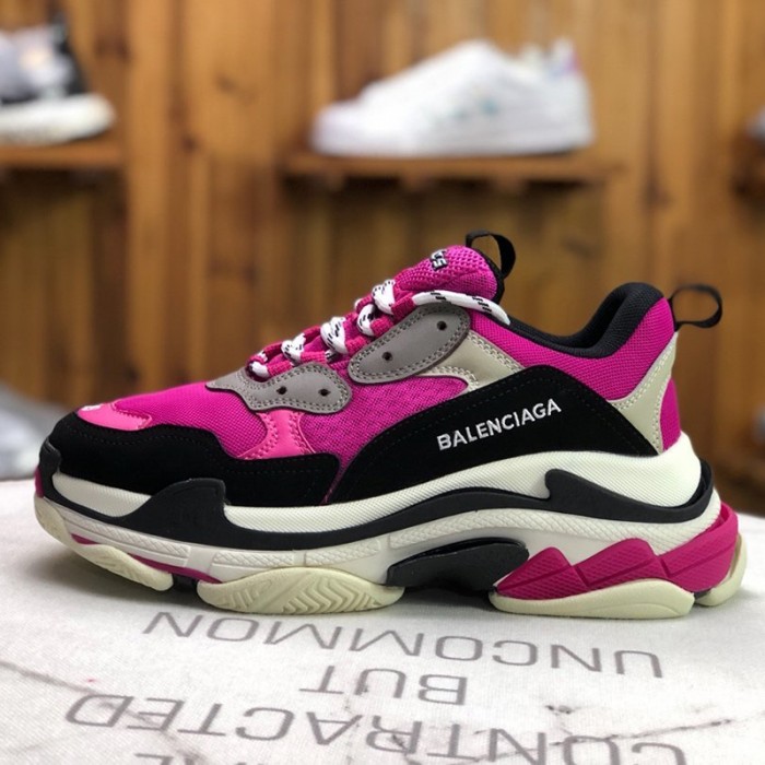 Balenciaga Triple-S Sneaker 17FW Clunky Sneaker triple Running Shoes-Rose Red/Black_99429
