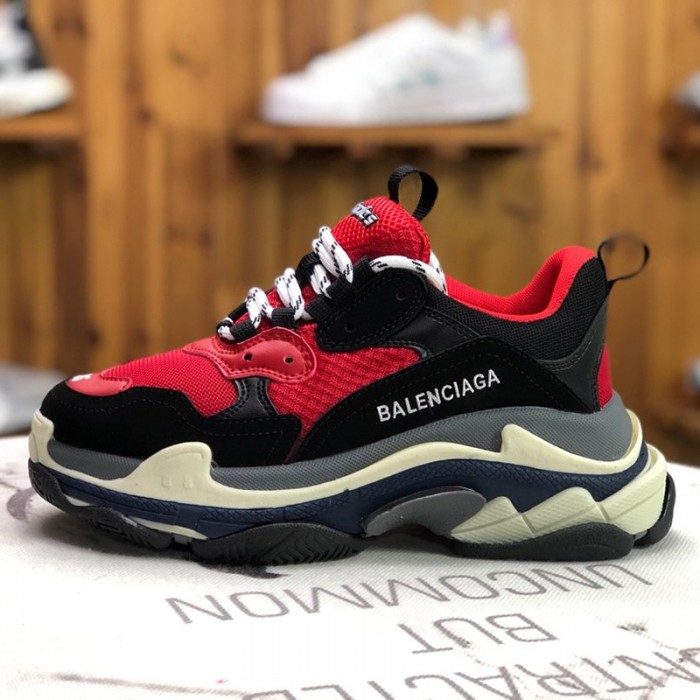 Balenciaga Triple-S Sneaker 17FW Clunky Sneaker triple Running Shoes-Red/Black_26219