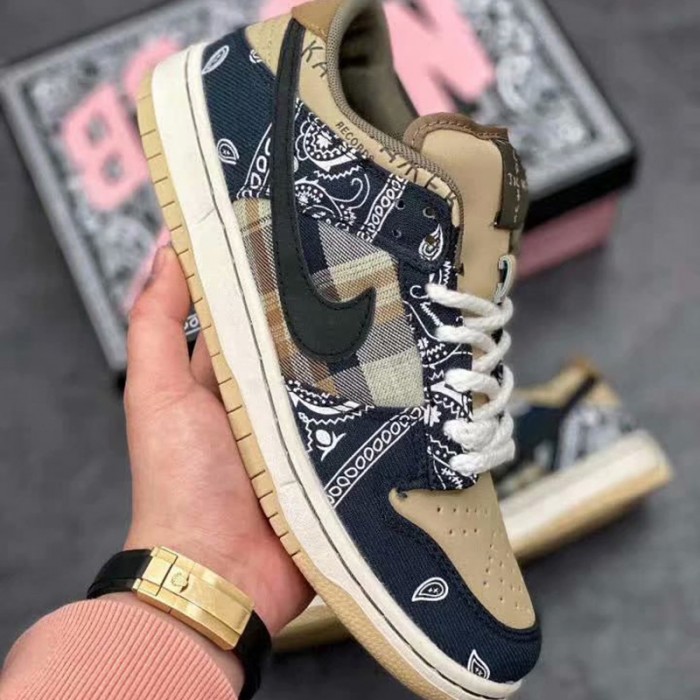 Travis Scott × SB Dunk Running Shoes-Brown/Navy Blue_13464