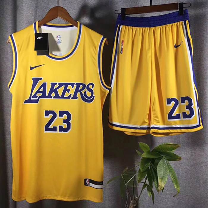 LAKERS 23 quick-drying 2 Piece Set basketball uniform T-shirt Pants Suit Beach Pants_90970