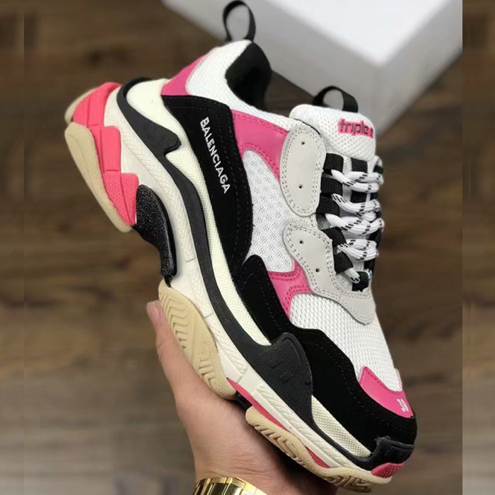 Balenciaga Triple-S Sneaker 17FW ins Women Running Shoes-Black/Pink