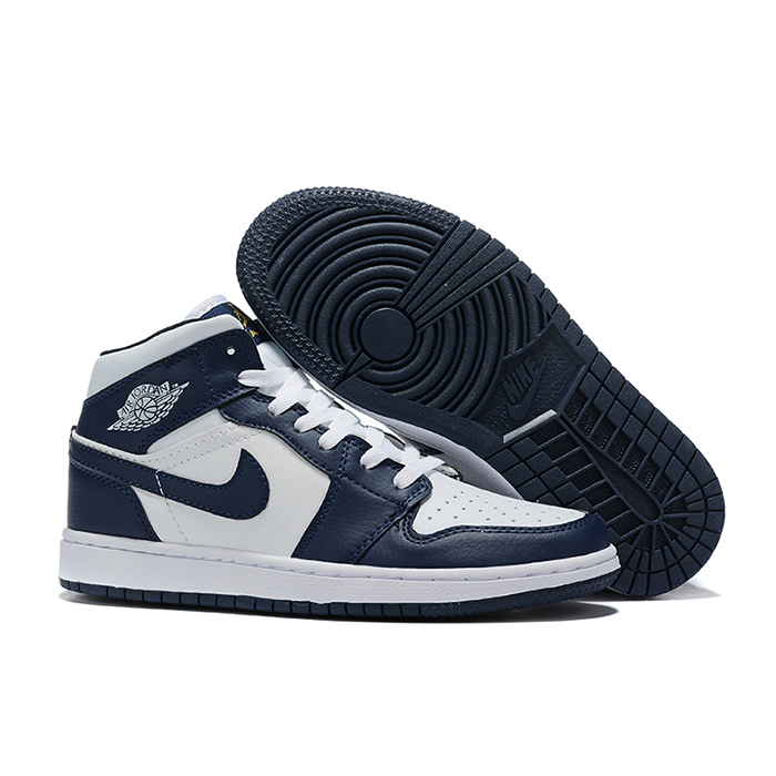 Crossover Jordan Air Series AJ1 Running Shoes-White/Navy Blue-3649662