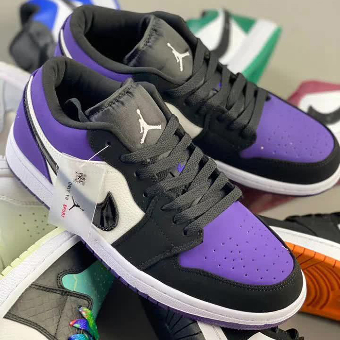 Crossover Air Jordan 1 Retro Low AJ1 Running Shoes-Black/Purple-6216352