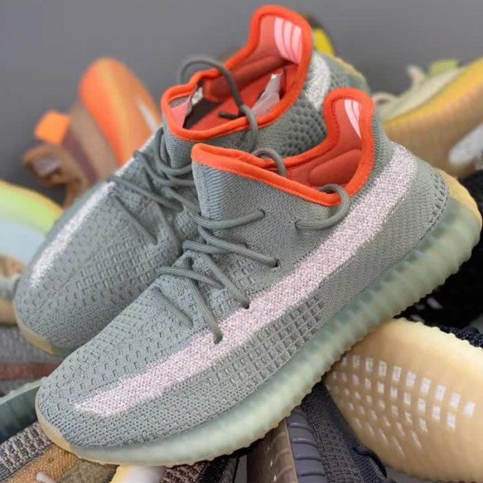 Adidas Yeezy Boost 350 V2 Running Shoes-Gray/Orange-6636394