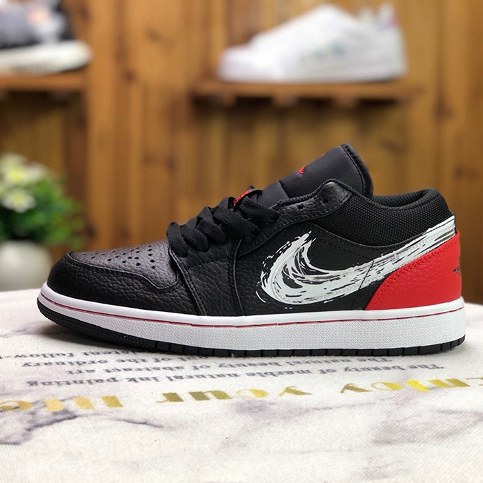 Crossover AIR JORDAN 1 MID GS AJ1 Running Shoes-Black/Red-5960446