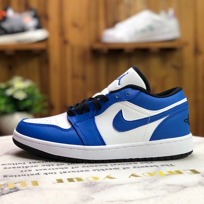 Crossover AIR JORDAN 1 LOW AJ1 UNC Running Shoes-White/Blue-6394476