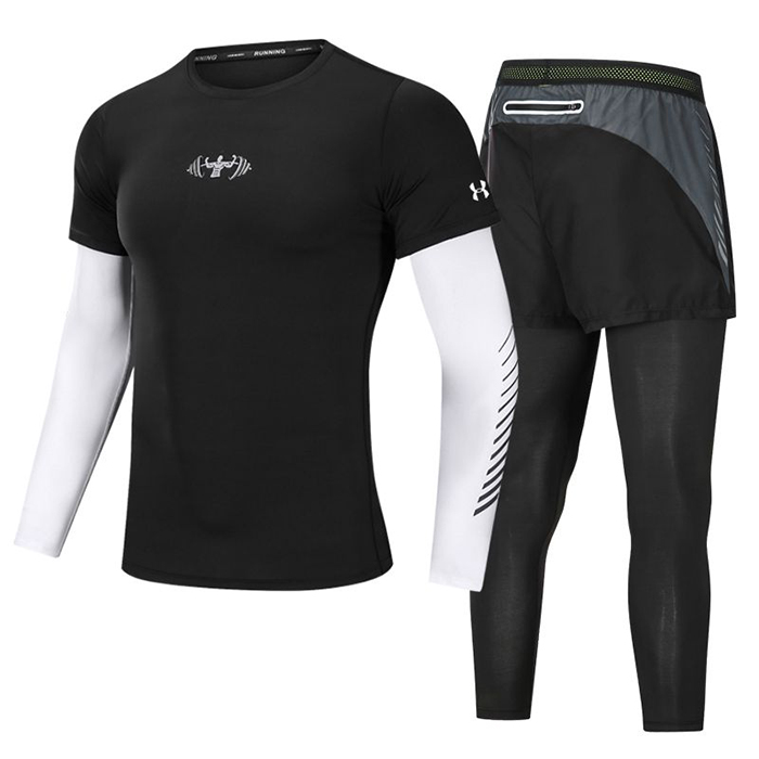 Under Armour 2 Piece Set Quick drying For men's Running Fitness Sports Wear Fitness Clothing men Training Set Sport Suit-8605849