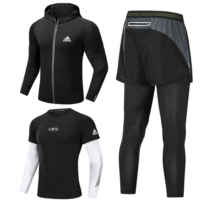 Adidas 3 Piece Set Quick drying For men's Running Fitness Sports Wear Fitness Clothing men Training Set Sport Suit-9483412