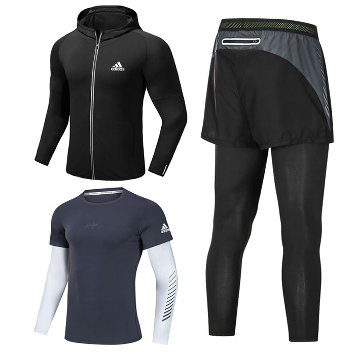 Adidas 3 Piece Set Quick drying For men's Running Fitness Sports Wear Fitness Clothing men Training Set Sport Suit-441180