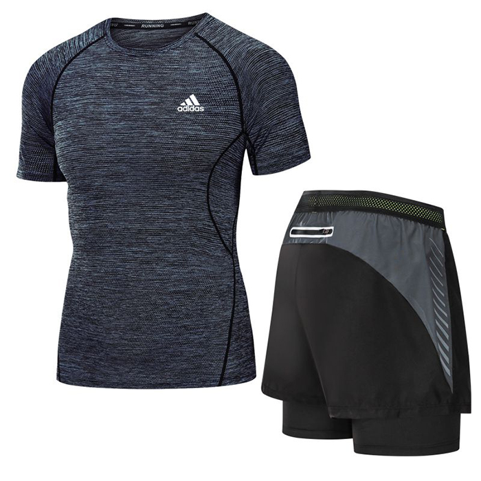 Adidas 2 Piece Set Quick drying For men's Running Fitness Sports Wear Fitness Clothing men Training Set Sport Suit-2547004
