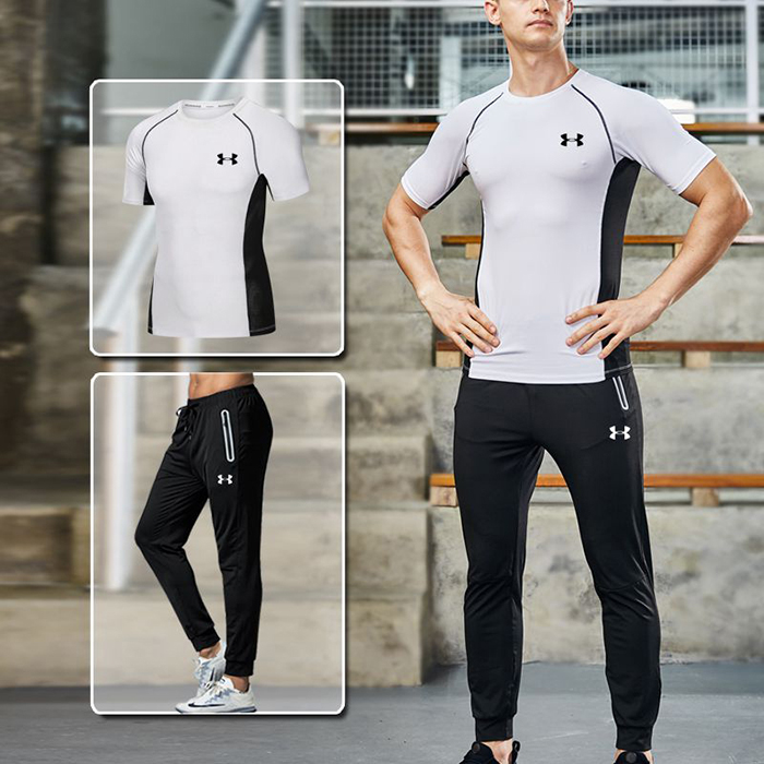 Under Armour 2 Piece Set Quick drying For men's Running Fitness Sports Wear Fitness Clothing men Training Set Sport Suit-3889117