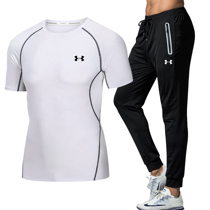 Under Armour 2 Piece Set Quick drying For men's Running Fitness Sports Wear Fitness Clothing men Training Set Sport Suit-6319362