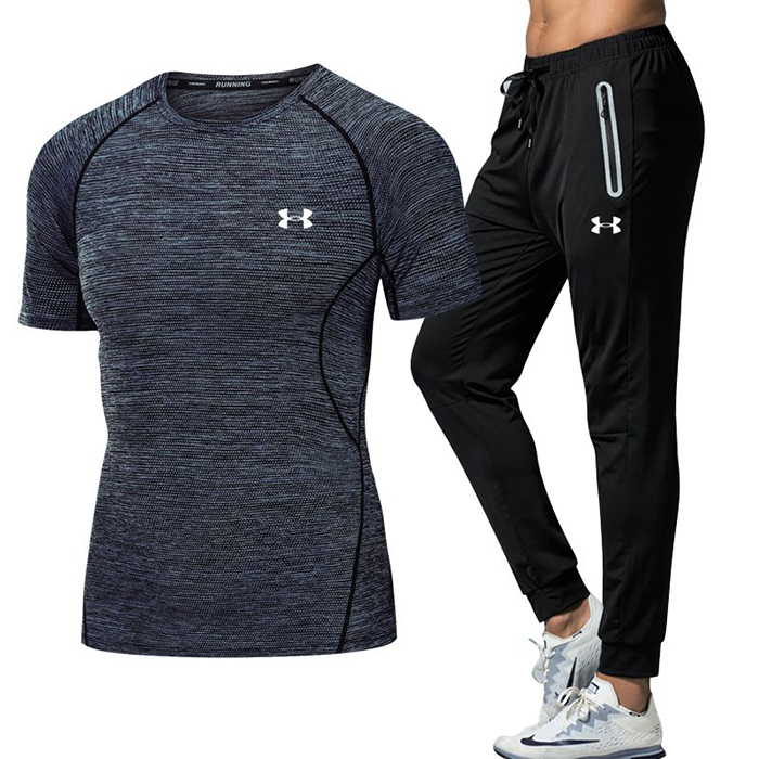 Under Armour 2 Piece Set Quick drying For men's Running Fitness Sports Wear Fitness Clothing men Training Set Sport Suit-5260681