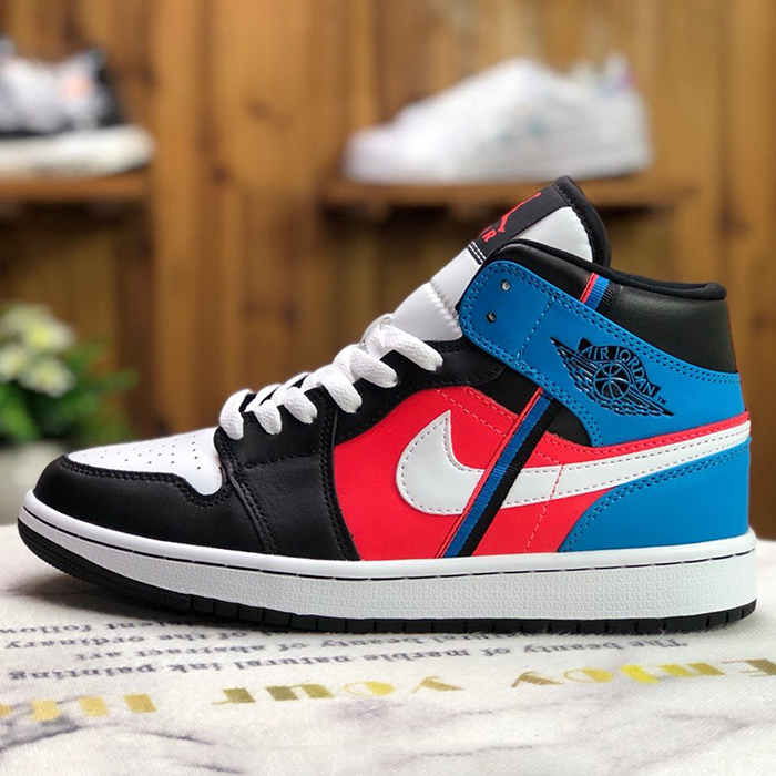Crossover Jordan AIR JORDAN 1 MID SE AJ1 Running Shoes-Black/Blue-5565622