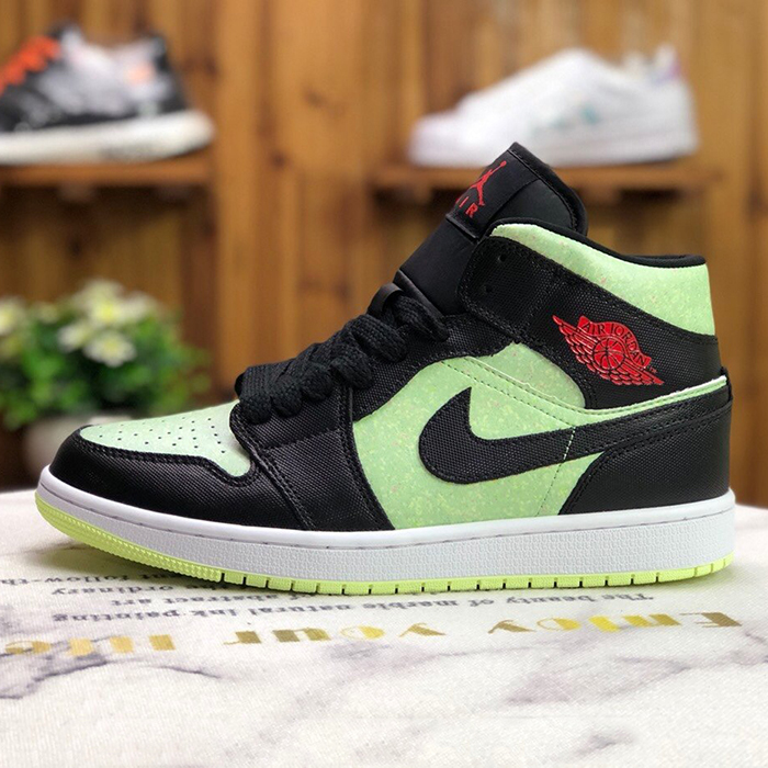 Crossover Jordan AIR JORDAN 1 MID SE AJ1 Running Shoes-Black/Green-6367967