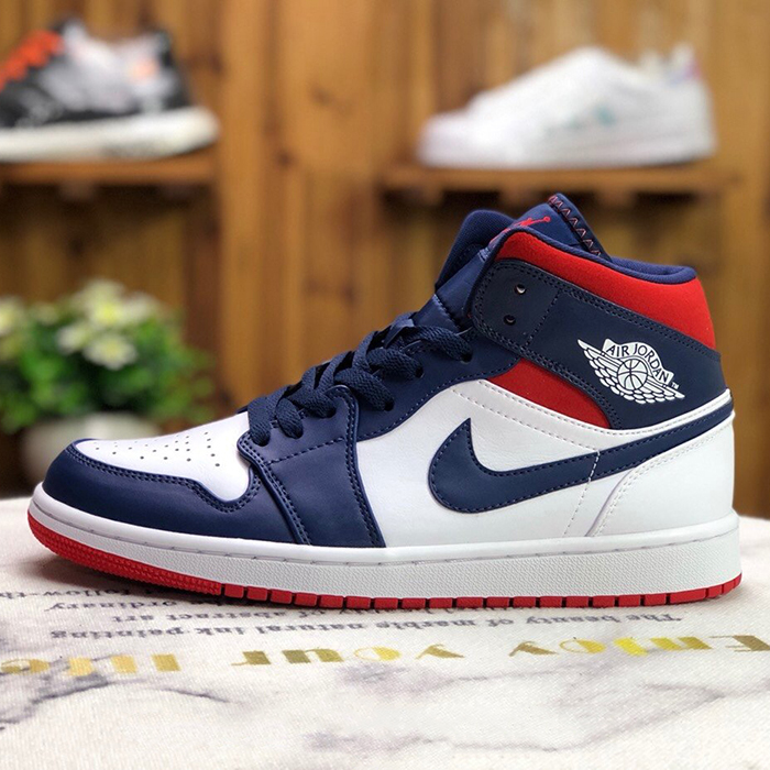 Crossover Jordan AIR JORDAN 1 MID SE AJ1 Running Shoes-Navy Blue/White-9701656