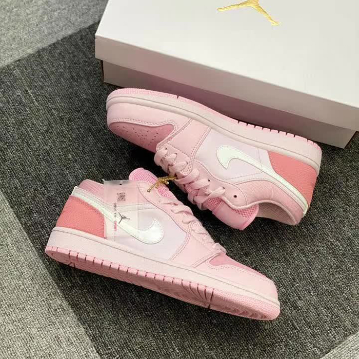Air Jordan 1 Low Women Running Shoes-Pink/White-7562296