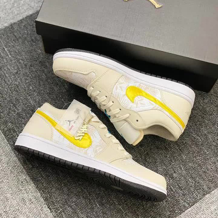 Air Jordan 1 Low Running Shoes-Gray/Yellow-3092077