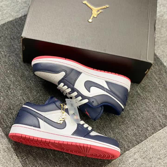 Air Jordan 1 Low Running Shoes-Navy Blue/White-9449068