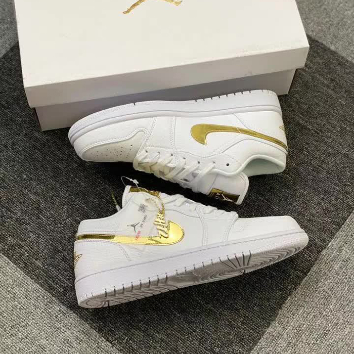 Air Jordan 1 Low Running Shoes-White/Gold-1961562