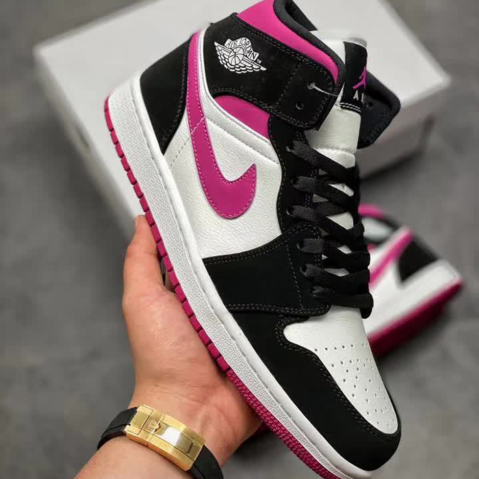 Air Jordan 1 Mid Running Shoes-Black/White-5480804