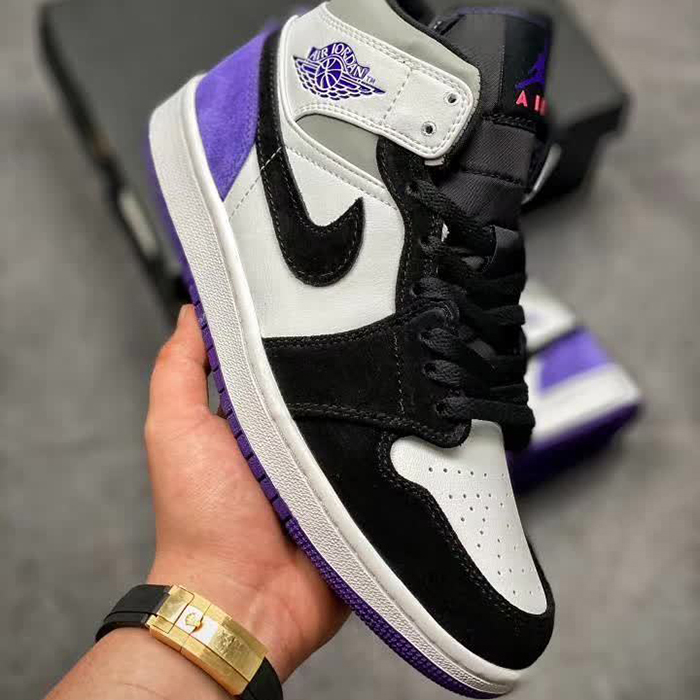 Air Jordan 1 Mid Running Shoes-Black/White-4284850