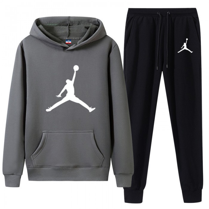 Jordan 2 Piece Hooded Autumn and Winter Sweatshirts Long Sleeve Sweater Long Pants Set Casual Clothes-1911569
