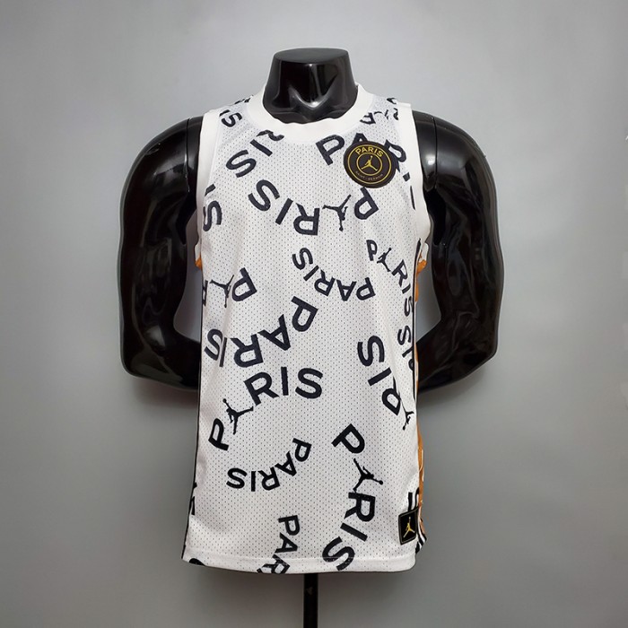 PSG Air JORDAN PSG Joint Edition white short sleeve training suit-7798899