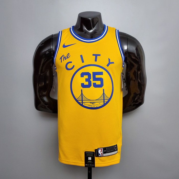 Tram version DURANT#35 Golden State Warriors yellow NBA jersey-1674545