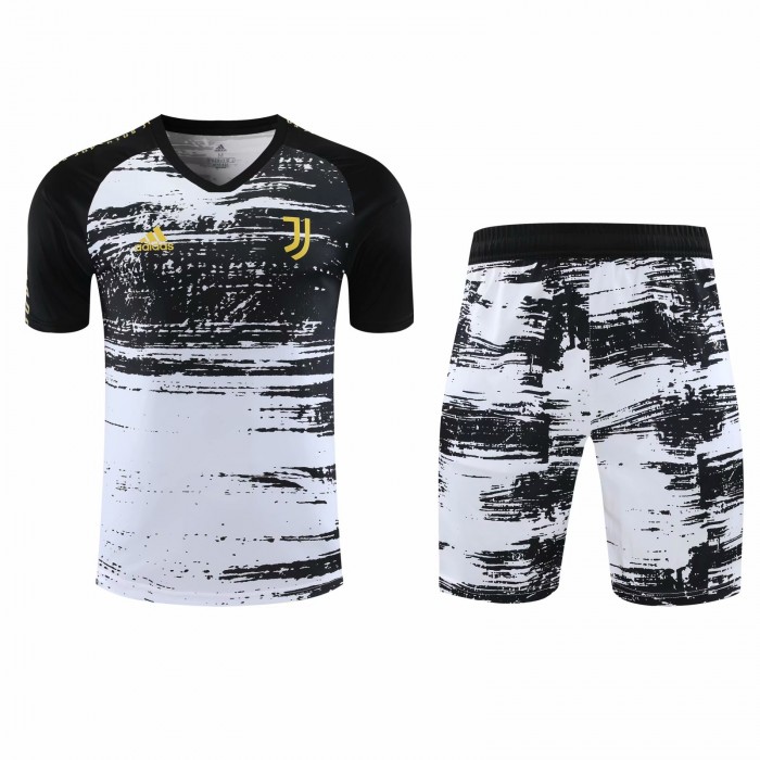 2021 Juventus White Black Training Suit (Shirt + Pant)-1474446