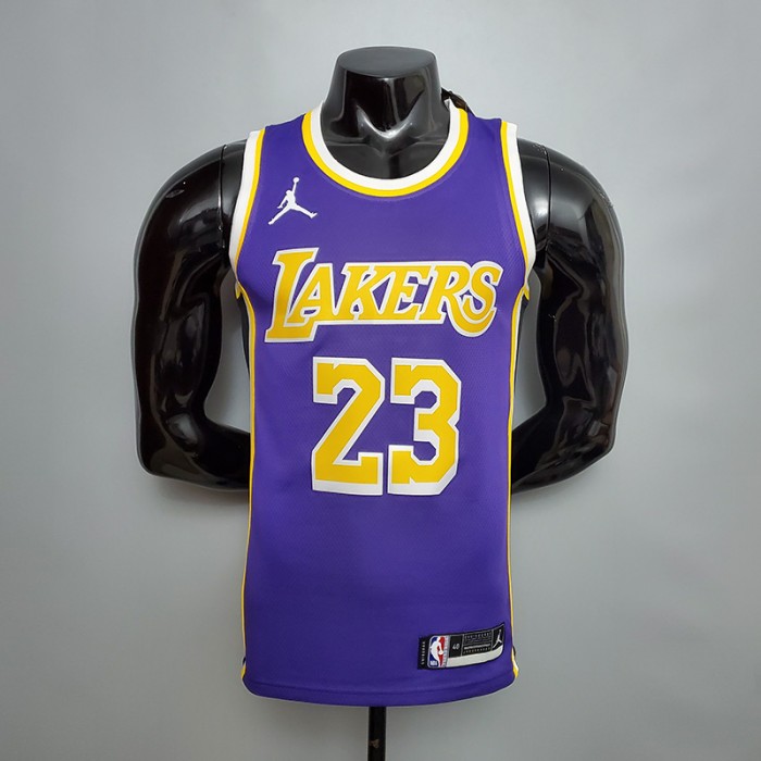 New Lakers Jordan James #23 Theme Purple Round Neck-3168004
