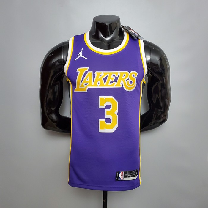 New Lakers Jordan DAVIS#3 Theme Purple Round Neck-9012631