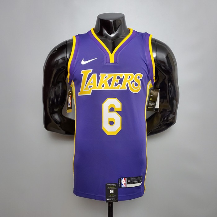 James #6 Lakers purple NBA jersey-7928704