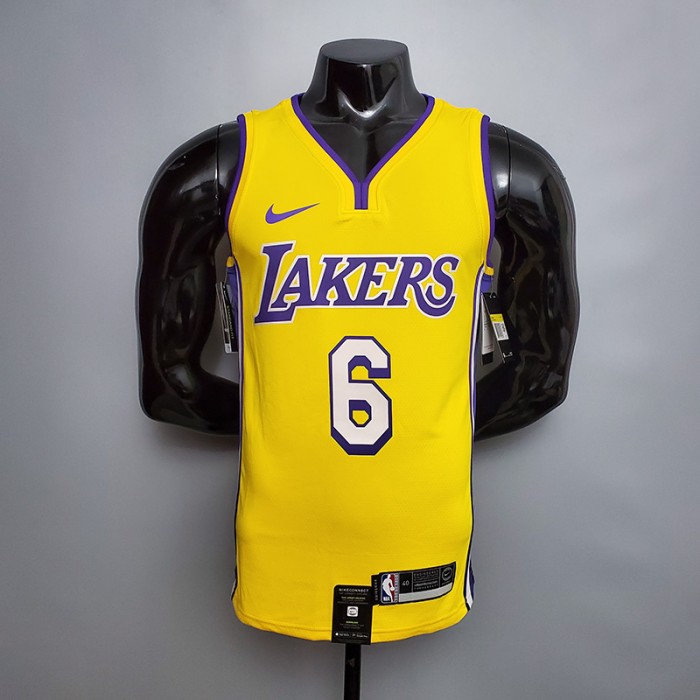 James #6 Lakers yellow NBA jersey-5953346