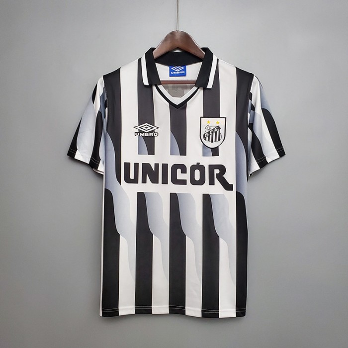 Retro Santos 1998 away short sleeve training suit-9760254