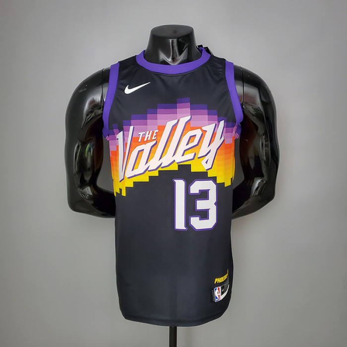 New NASH#13 Suns City Edition Black NBA Jersey-9464792